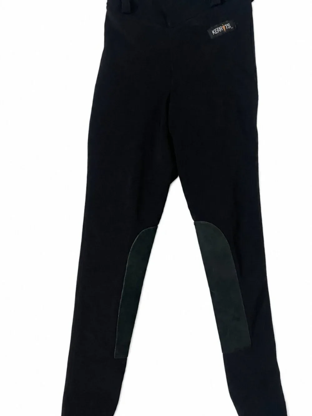 Kerrits Youth L Black Leather Knee Patch Riding Tights